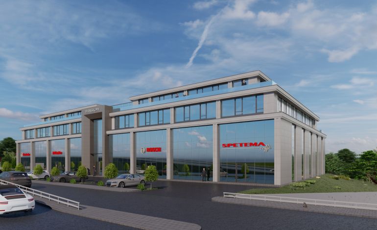Office building with shops