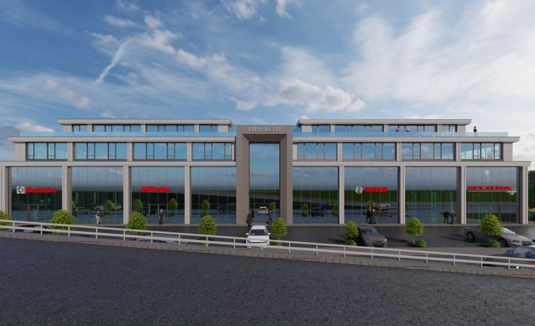 Office building with shops