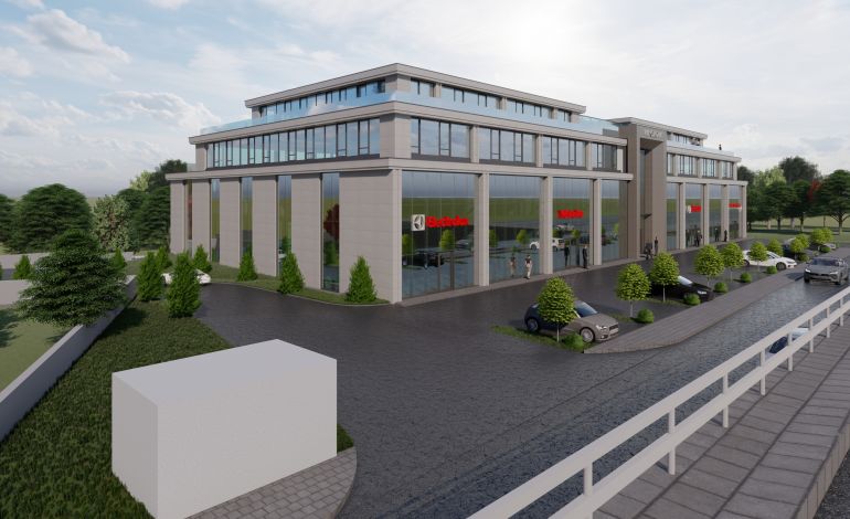 Office building with shops