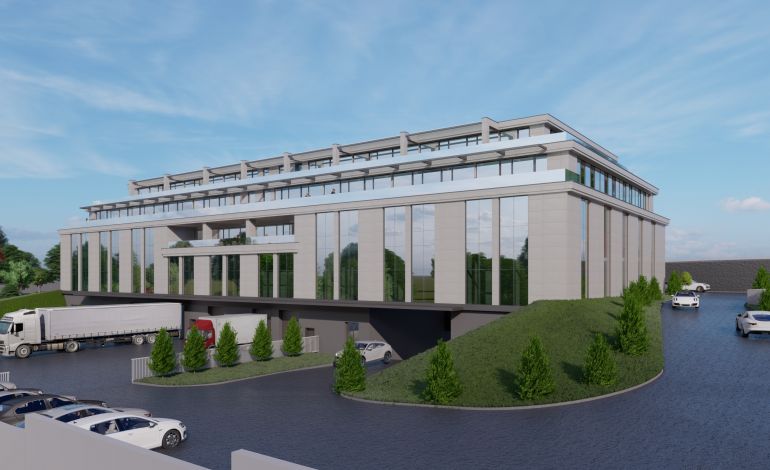 Office building with shops